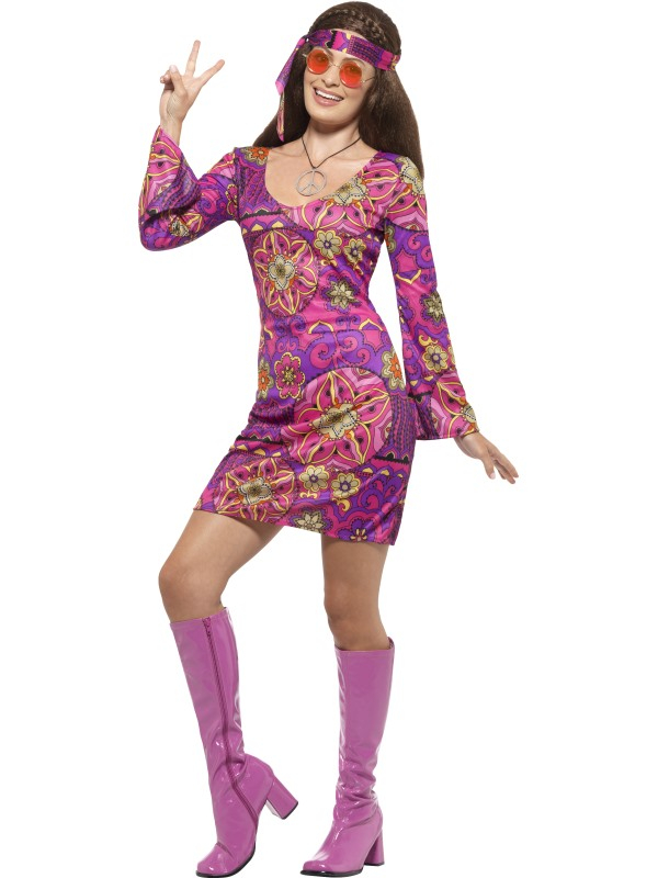 Roze Woodstock Hippie Dames Kostuum