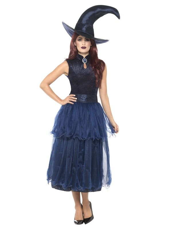 Deluxe Midnight Witch Kostuum, Blauw