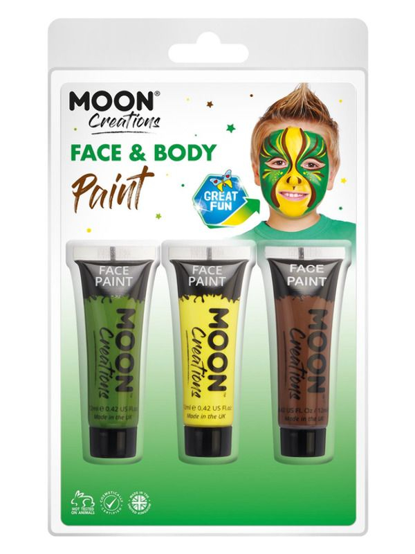 Moon Creations Face & Body Paint Geel/Groen/Bruin