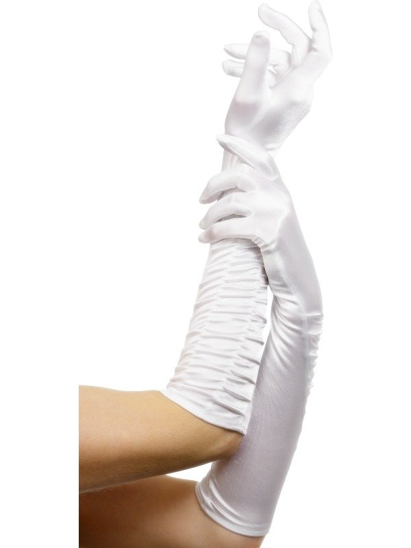 Witte Lange Handschoenen met ribbels