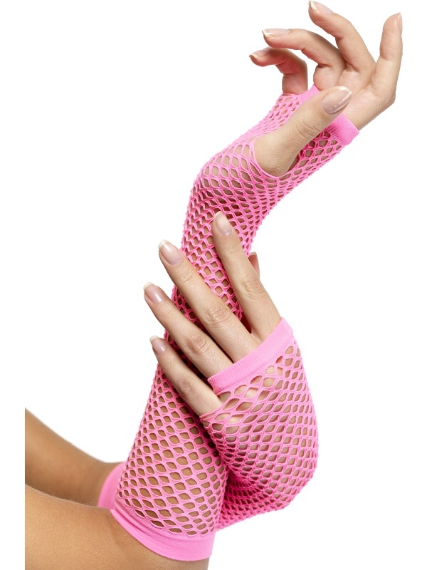 Roze Fishnet Handschoenen