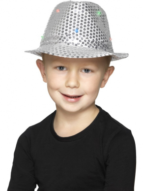 Zilveren Light Up Sequin Trilby Hoed met Multi-Function LED Lights. Ook verkrijgbaar in andere kleuren.
Unisex