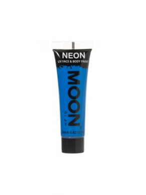 Neon Blauwe Face & Body Paint, direct op te brengen vanuit de tube. Verkijgbaar in verschillende neon kleuren.