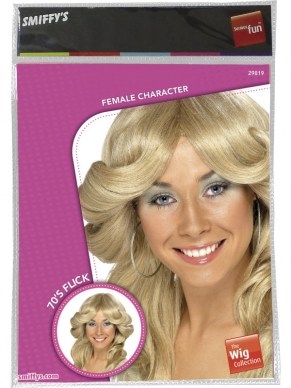 Seventies Abba Blonde Pruik. Ook verkrijgbaar in andere kleuren.