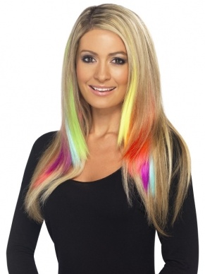 2x Neon Oranje Hair Extensions met schuifjes.