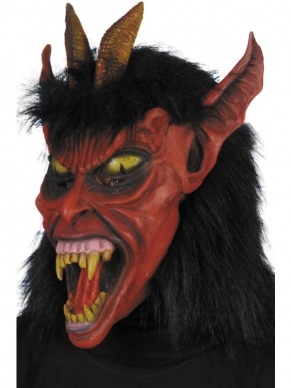 Duivel Devil Beelzebub Horror Masker. Volledig gezichtsmasker met Haar. We verkopen nog veel meer enge horror halloween gezichtsmaskers. 