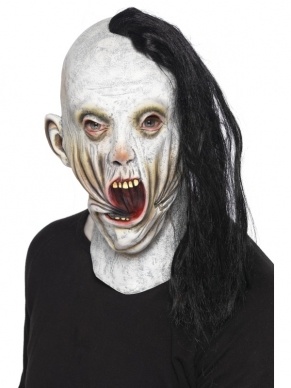 Screamer Horror Halloween Masker met Zwart Haar. 