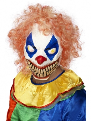 Evil Clown Halloween Horror Masker met Haar. Vreselijk eng masker voor halloween en andere horror feesten.