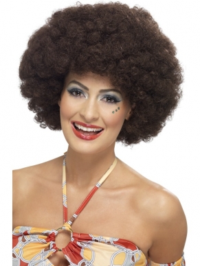 Maak jouw Seventies Look compleet met deze geweldige bruine 70's Krullende Afro Pruik.